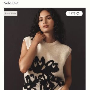 Maeve Black Floral on Cream Sleeveless Sweater